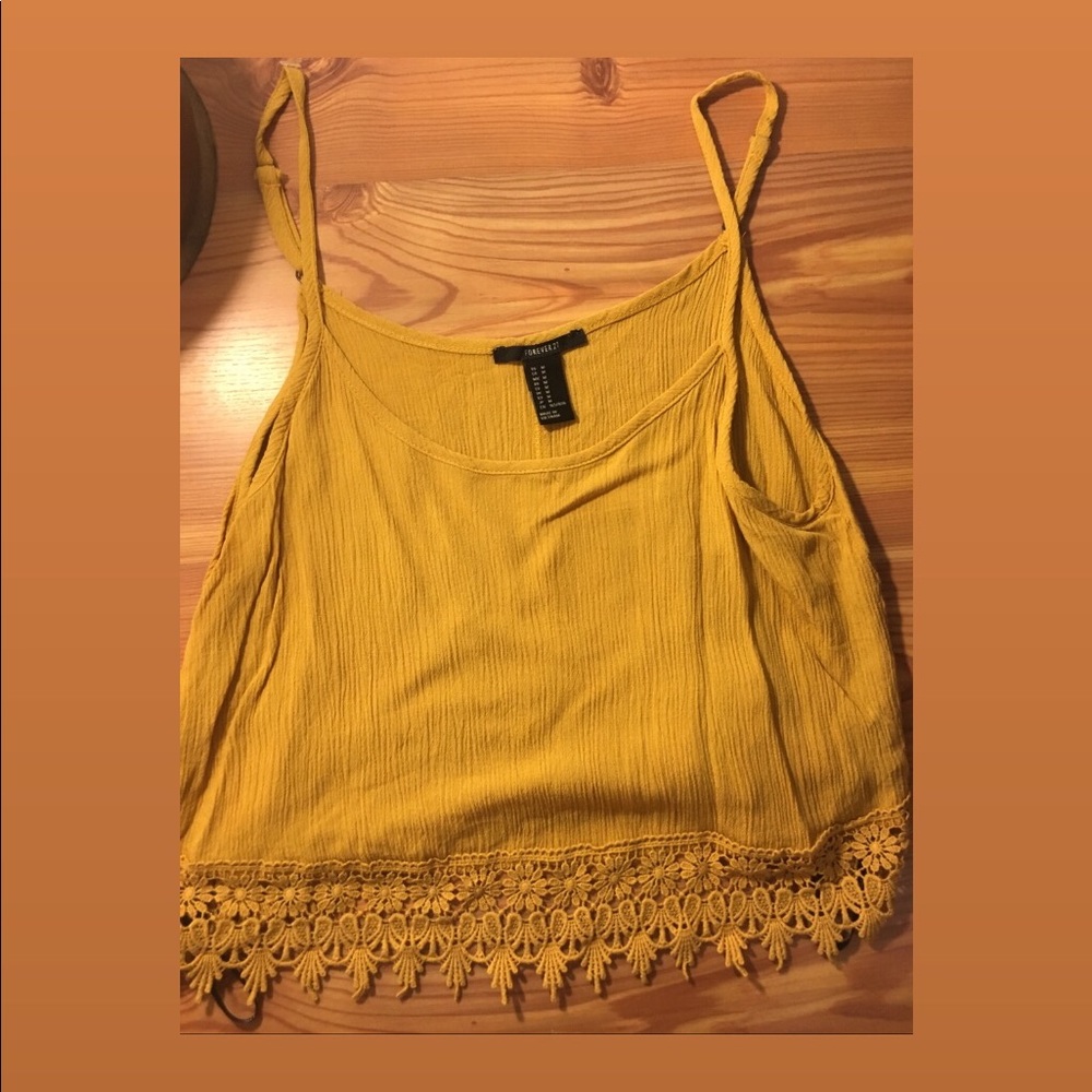 Forever 21 Yellow Crop Tank Top